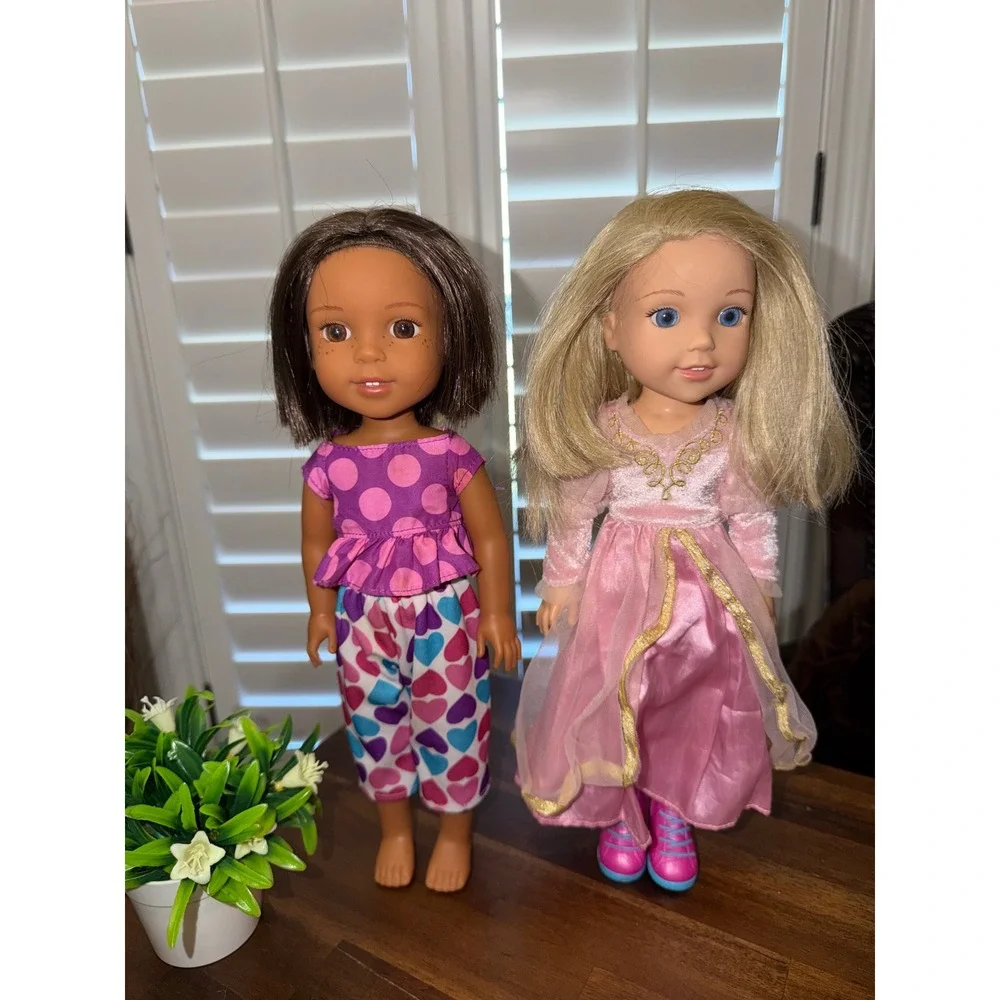 American Girl WellieWishers Kendall and Camille 14.5 Inch Doll Set Pink Purple